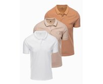 Sada pánských polokošil z pleteného pique úpletu 3-pack - mix V1 Z28 Bílá, S