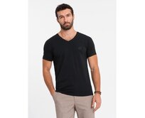 Pánské tričko SLIM FIT s kulatým výstřihem a logem - bílé V1 OM-TSCT-0220 Černá, S