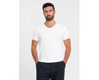 Pánské tričko SLIM FIT s kulatým výstřihem a logem - bílé V1 OM-TSCT-0220 Bílá, S