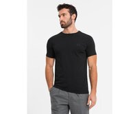 Pánské tričko SLIM FIT s kulatým výstřihem a logem - bílé V1 OM-TSCT-0220 Černá, L
