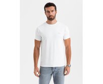 Pánské tričko SLIM FIT s kulatým výstřihem a logem - bílé V1 OM-TSCT-0220 Bílá, L