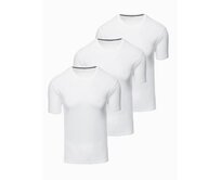 Pánská bavlněná souprava triček BASIC s kulatým výstřihem - černá/bílá/tmavě modrá V1 OM-TSBS-0232 Bílá, S