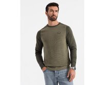 Pletený pánský svetr RELAXED FIT se vzory - tmavě modrý V1 OM-SWSW-0111 Námořnická modrá, S