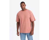 Pánské tričko LOOSE FIT s kapsou - béžové V1 OM-TSCT-0171 Růžová, S