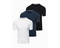 Pánská bavlněná trička BASIC s kulatým výstřihem - černá/bílá/tmavě modrá V1 OM-TSBS-0232 Bílá, S