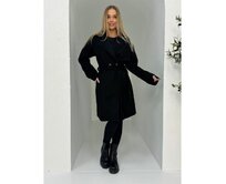 Módní dámský kabát CLR038 – černý Černá, S
