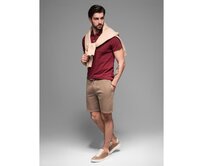 Pánské bavlněné teplákové šortky BASIC - tmavě modré V1 OM-SRBS-0149 Hnědá, S