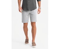 Pánské krátké šortky SLIM FIT ze strukturovaného melanžového úpletu - černé V2 OM-SRCS-0166 Šedá, S