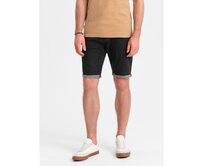 Pánské džínové kraťasy s ohrnutými nohavicemi - černé V4 OM-SRDS-0134 Černá, S