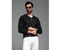 Pánský pletený svetr se strukturovanými puntíky - tmavě modrý V1 OM-SWSW-0118 Černá, S