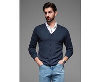 Pánský pletený svetr se strukturovanými puntíky - tmavě modrý V1 OM-SWSW-0118 Námořnická modrá, S