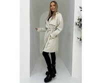 Módní dámský kabát CLR040 – béžový Béžová, S