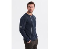 Pánská mikina s ozdobnými zipy na přední straně - tmavě modrá V2 OM-SSNZ-0187 Námořnická modrá, S