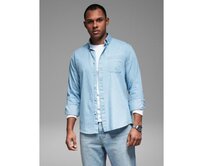 Pánská vzorovaná tenká džínová košile s kapsou – světle modrá V1 OM-SHDS-0179 Modrá, S