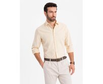 Pánská pastelová bavlněná oxfordská košile – jasně žlutá V3 OM-SHOS-0183 Žlutá, S