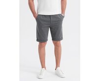 Pánské krátké šortky se strukturovaným elastickým pásem - grafitové V3 OM-SRCS-0177 Tmavě šedá, S