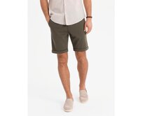 Pánské pletené kraťasy s ohrnutými nohavicemi - olivová V5 OM-SRCS-0170 Olivová, S