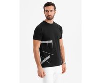 Pánské bavlněné tričko s velkým nápisem na boku - černé V1 OM-TSPT-0213 Černá, S