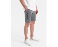 Pánské přiléhavé krátké potištěné kraťasy - šedé V3 OM-SRSK-0138 Šedá, S