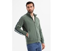 Pánská mikina s vysokým límcem a pruhy – olivová V2 OM-SSZP-0219 Olivová, S