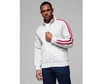 Pánská mikina s vysokým límcem a pruhy – šedá melírovaná V1 OM-SSZP-0219 Šedá, S