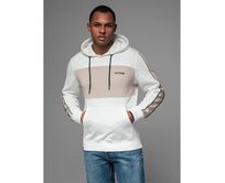 Pánská bavlněná mikina s kapucí a kontrastními prvky - bílá V1 OM-SSNZ-0225 Bílá, S