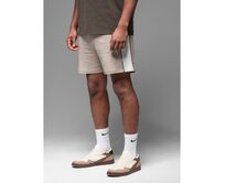 Pánské krátké tepláky s širokými pruhy - béžová V2 OM-SRSK-0182 Béžová, S