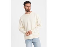 Klasická unisex mikina s kulatým výstřihem - krémová V2 OU-SNBC-0104 Krémová, M/L