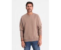Klasická unisex mikina s kulatým výstřihem – hnědá V16 OU-SNBC-0104 Hnědá, M/L