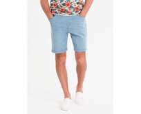 Pánské šortky s elastickým pasem a efektem praní - světle modré V1 OM-SRDS-0192 Modrá, S