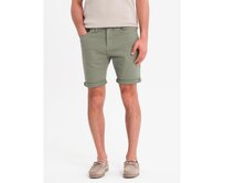 Pánské klasické džínové kraťasy s ohrnutými nohavicemi – světle olivové V5 OM-SRDS-0162 Olivová, S