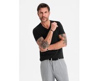 Pánské klasické bavlněné tričko BASIC s kulatým výstřihem – černé V1 OM-TSBS-0237 Černá, S