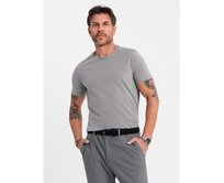 Pánské klasické bavlněné tričko BASIC – šedé V3 OM-TSBS-0236 Šedá, S