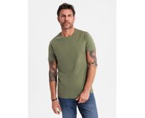 Pánské klasické bavlněné tričko BASIC – khaki V6 OM-TSBS-0236 Khaki, S