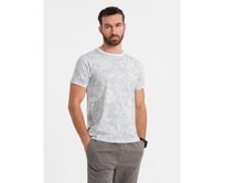 Pánské bavlněné tričko s výstřihem do V a efektem praní - tmavě modré V7 OM-TSWT-0242 Bílá, S