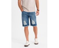 Pánské krátké džínové kraťasy s roztržením a dírami - modré V3 OM-SRDS-0157 Modrá, S