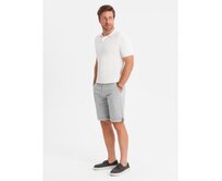 Klasické pánské chino kraťasy s ohrnutou nohavicí - šedé V12 OM-SRCS-0197 Šedá, S