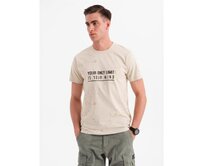 Pánské tričko s potiskem a kulatým výstřihem - krémové V2 OM-TSFP-0187 Krémová, S