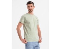 Pánské bavlněné tričko s potiskem a kulatým výstřihem - mátové V3 OM-TSFP-0186 Mátová, S