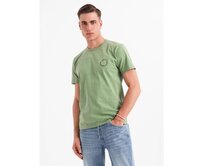 Pánské bavlněné tričko s potiskem a kulatým výstřihem - zelené V4 OM-TSFP-0186 Zelená, S