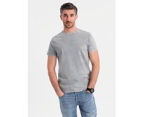 Bavlněné tričko s potiskem na prsou a zádech - šedé V1 OM-TSWT-0201 Šedá, S