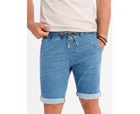 Pánské džínové šortky s ohrnutou nohavicí - světle modré V1 OM-SRDS-0161 Modrá, S