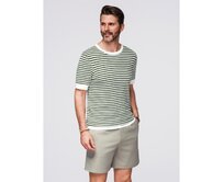 Bavlněné tričko s potiskem na prsou a zádech - tmavě béžové V2 OM-TSWT-0201 Olivová, S