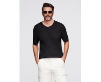 Bavlněné tričko s potiskem na prsou a zádech - tmavě béžové V2 OM-TSWT-0201 Černá, S