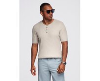 Bavlněné tričko s potiskem na prsou a zádech - tmavě béžové V2 OM-TSWT-0201 Šedá, S