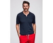 Pánské polo tričko s prolamovaným lemováním a zipem u výstřihu – bílé V1 OM-POSS-0158 Námořnická modrá, S