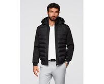 Pánská prošívaná bunda s odnímatelnou kapucí – modro-červená V1 OM-JALP-0206 Černá, L