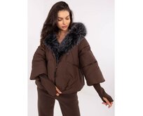 Hnědá péřová bunda s odnímatelnými manžetami Hnědá, XL