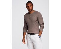 Pánský pruhovaný svetr s knoflíky u výstřihu – šedý V4 OM-SWSW-0182 Šedá, S