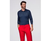 Polo tričko s dlouhým rukávem a elegantními knoflíky s logem značky – tmavě modré V3 OM-POLS-0139 Námořnická modrá, S
